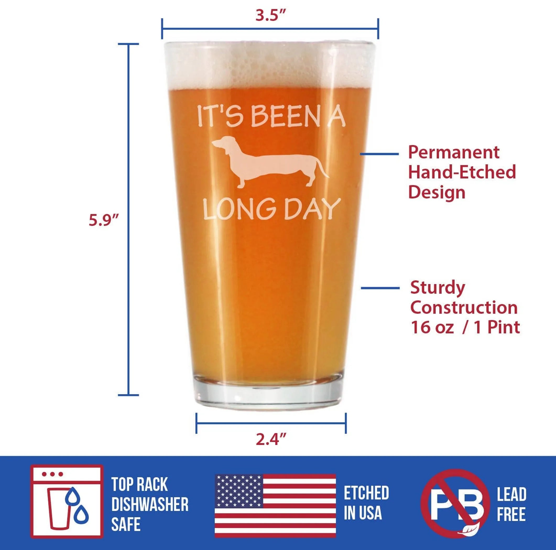 Long Day Dachshund Pint Glass