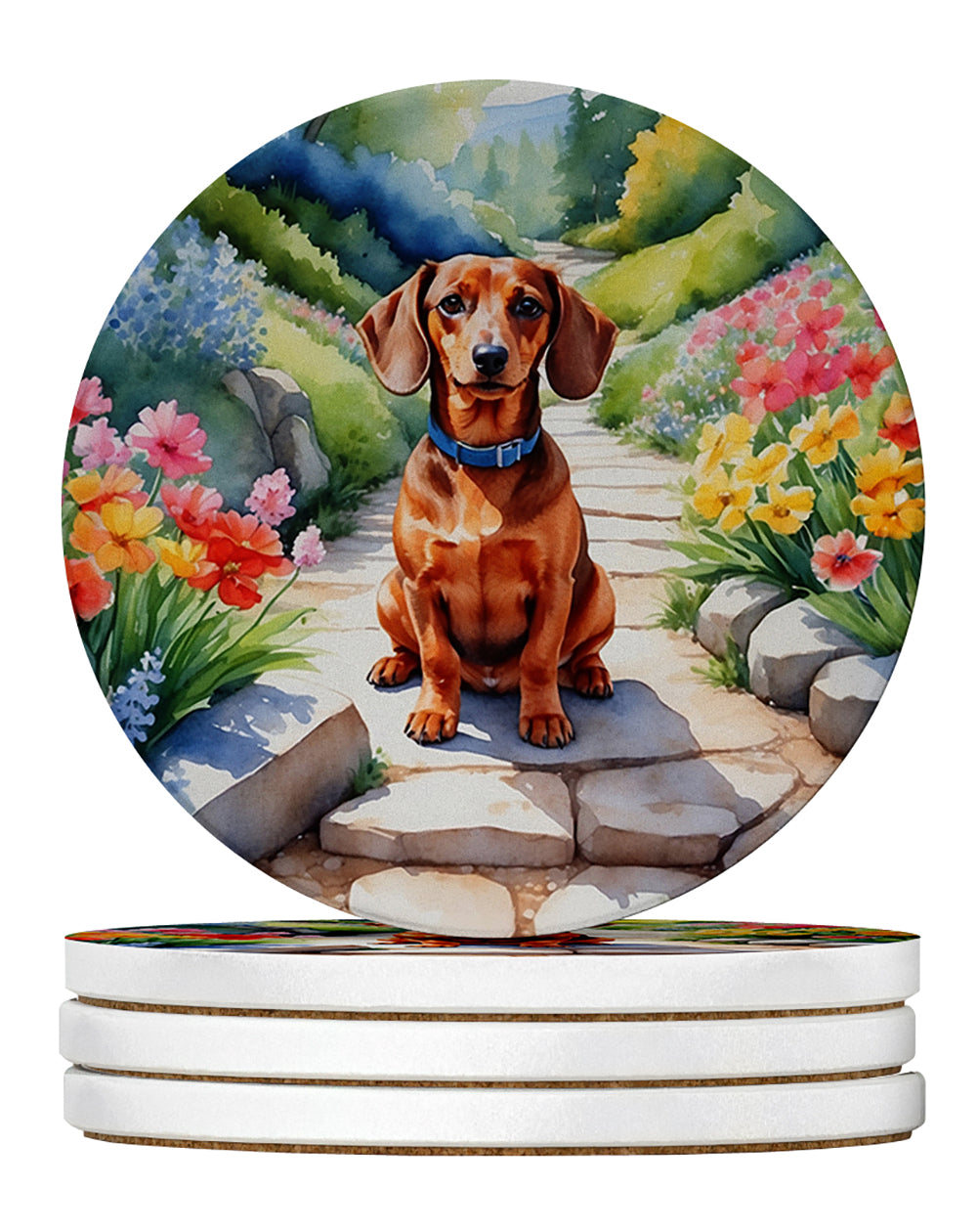 Brown Dachshund Coaster Set