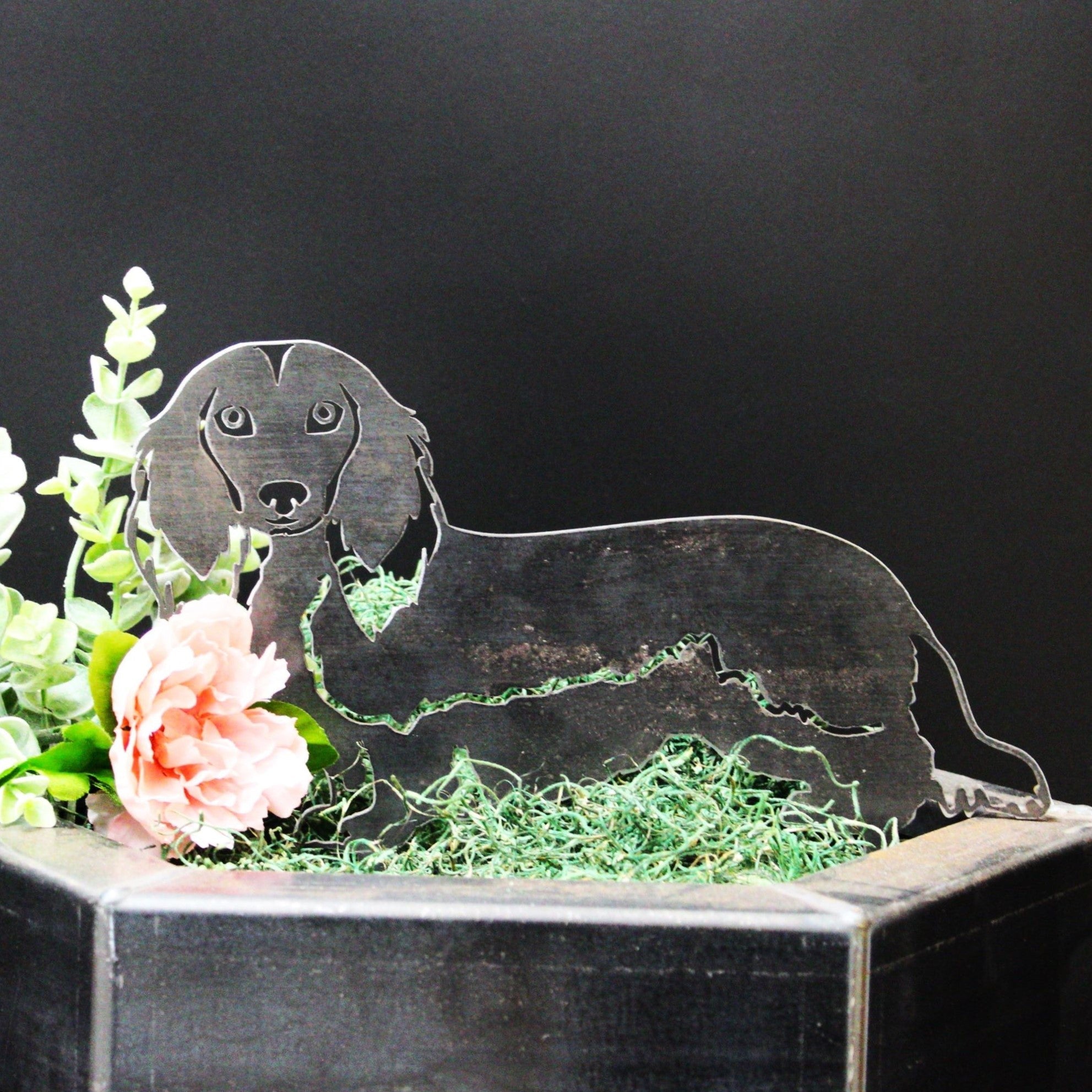 Metal Longhaired Dachshund Silhouette